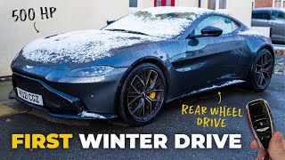 How Dangerous Is my 503HP RWD Aston Martin on Winter Roads [upl. by Hairom]