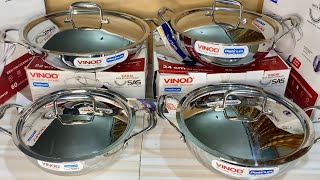 VINOD TRIPLY Extra Deep STAINLESS STEEL KADAI Review  Vinod Platinum Triply Kadai l Complete Range [upl. by Orfield407]