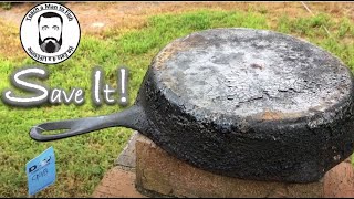 🔵 THRIFT STORE SCORE How to restore a Cast Iron Skillet  Teach a Man to Fish [upl. by Vassar405]