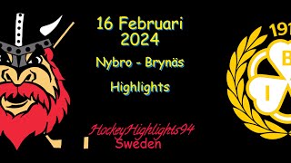 NYBRO VS BRYNÄS  16 FEBRUARI 2024  HIGHLIGHTS  HOCKEYALLSVENSKAN [upl. by Kred459]