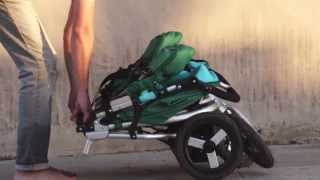 Bumbleride Indie Twin All Terrain Jogging Double Stroller  Fold Video [upl. by Eimmelc]