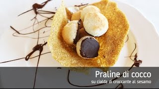 Praline di cocco su cialda di croccante al sesamo [upl. by Laing968]