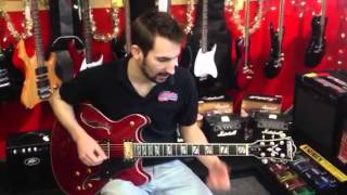 Washburn HB35 Hollowbody Cherry AcousticElectric Guitar Demonstration Music Lessons [upl. by Calise10]