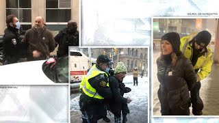 Arrests in the Ottawa red zone  Freedom Convoy protests [upl. by Ykcim]