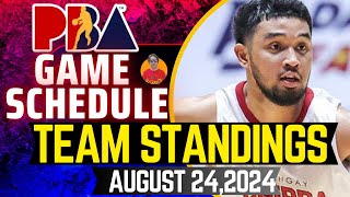 PBA LATEST TEAM STANDINGS AUGUST 242024GINEBRA TAOB SA ROSPBA GAME SCHEDULE AUGUST 25 amp 272024 [upl. by Peednam]