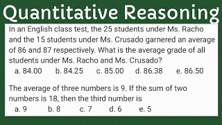 Quantitative Reasoning AVERAGE NAPOLCOM CSE part1 [upl. by Dryden413]