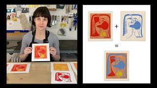 Artist Demonstrating Picasso’s Reduction Linocut Technique [upl. by Tniassuot]