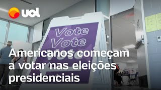 Eleições nos EUA Eleitores começam a votar para decidir presidente 45 dias antes da data oficial [upl. by Ailec]