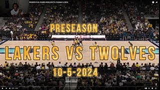 Timberwolves vs Lakers preseason reaction 1042024 [upl. by Angelo]