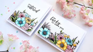 Altenew Happy Bloom Stamp Set Coloured with Artist Markers [upl. by Tulley]