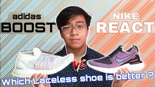 Nike Epic Phantom React vs Adidas Ultraboost Laceless  MarkP Vlogs [upl. by Rainwater381]