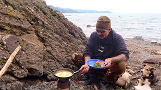 Camp amp Fish By The Sea Alone with my Dog  Wood Stove Cooking [upl. by Navarro]