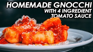 Homemade GNOCCHI with 4 Ingredient TOMATO SAUCE Marcella Hazan Recipe [upl. by Ahsiekan]