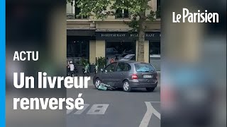 Un automobiliste renverse un livreur et s’enfuit avec le vélo sous ses roues [upl. by Parrnell]