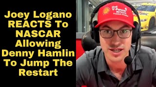 Joey Logano REACTS To NASCAR Letting Denny Hamlin Jump The Final Restart At Richmond [upl. by Lyrahc922]