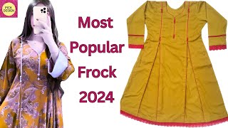 Most Demanding Frock Design Cutting and Stitching  new frock design 2024 [upl. by Anelys592]