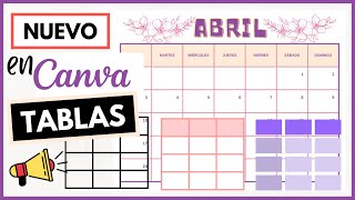 Cómo hacer un CALENDARIO MENSUAL en Canva GRATIS  APRENDE a usar TABLAS la NUEVA Función de Canva [upl. by Ameekahs]