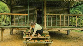 Full video Bamboo house process of making frames floors making bamboo walls railings stairs [upl. by Neddra69]