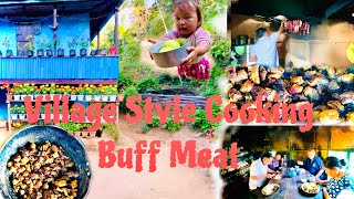 Village Style Buff Curry Cooking And Eating With Family At Home🏠😍Buffcurry Villagelifestyle [upl. by Biernat]