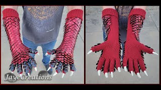 Simple Elbow Length Red Dragon Arms  ASMR Knitted Scalemail Gauntlets  JayeCreations [upl. by Placida372]