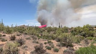 VIDEO Air tanker drops fire retardant on Wildcat Fire north of Scottsdale [upl. by Downe]