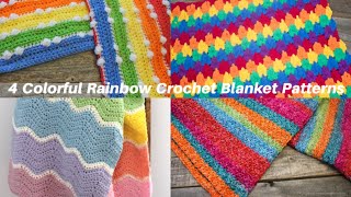 4 Colorful Rainbow Crochet Blanket Patterns [upl. by Latea]