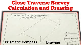 How to Calculation and Drawing of Close Traverse Survey By Prismatic Compass [upl. by Edgell707]