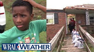 Sampson County Tornado Boy describes seeing his roof blown off [upl. by Navillus]