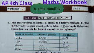 AP 4th Class maths workbook Data handling worksheet  2 Sem  3 [upl. by Annawot324]