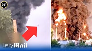 Ukraine launched longrange drone strike at oil facilities in Russia [upl. by Bagger747]