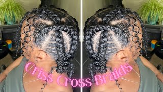 Criss Cross Braids with Curly Pieces 🦋 [upl. by Laurianne]