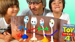 DANI y EVAN aprenden COMO HACER a FORKY de TOY STORY 4 con el PROFESOR BIZCOCHE [upl. by Qerat]