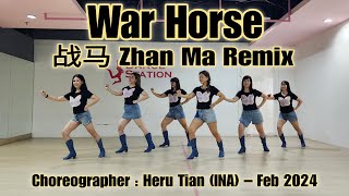 BLUE SAPPHIRES  War Horse 战马 Zhan Ma Remix  LINE DANCE  High Beginner  Heru Tian [upl. by Eigriv981]