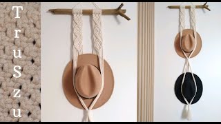 MACRAME DIY Hat Rack Makrama wieszak na kapelusze Makrama na ścianę krok po kroku [upl. by Noirda940]