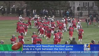 Massachusetts High School Football Game Ends With Brawl [upl. by Atinnod]