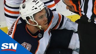 Connor McDavid Suffers Brutal Injury After Slamming FeetFirst Into Post [upl. by Stout]