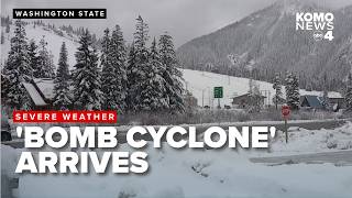 Bomb cyclone arrives in the Northwest with damaging winds rain and snow [upl. by Azral946]