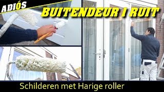 DEUR MET 1 RUIT SCHILDEREN  Schilderen met HARIGE ROLLER Zonder ZAKKERS  Schildersbedrijf Edens [upl. by Cletus]