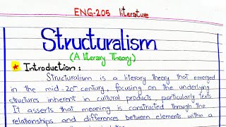 Structuralism  A literary Theory ENG205 4thsememster pu [upl. by Llerdnam]