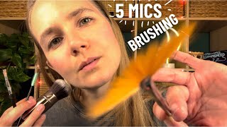 ASMR Brushing Your Ears Scalp amp Face 5 Microphones [upl. by Odlanir]