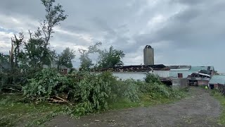 Tornado aftermath at Mammoser Farms in Eden [upl. by Acirehs]