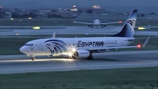 Egyptair Boeing 737800 takeoff at Istanbul Ataturk Airport [upl. by Lauhsoj68]