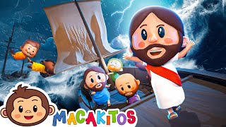 Jésus et la Tempête  Miracles de Jésus  Chanson Biblique pour Enfants  Les Macakitos [upl. by Akemyt]