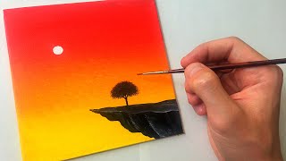 Easy Acrylic Sunset Painting for Beginners  Step by Step Tutorial [upl. by Esmond]