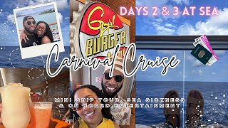 Travel Vlog  Carnival Liberty  Days At Sea  MINI SHIP TOUR  I Got Sea Sick☹️  Balcony Cabin [upl. by Aivatal436]