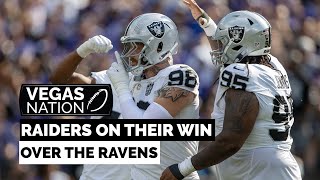 Raiders postgame locker room sound Win in Baltimore [upl. by Anaujd]