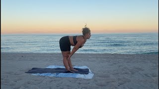 Yoga on the beach howto beach mindset waves sunsalutation meditation [upl. by Einoj]