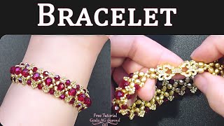 Beads Bracelet Fire Polished Beaded Bracelet DIY Beading Tutorial [upl. by Atnomed]