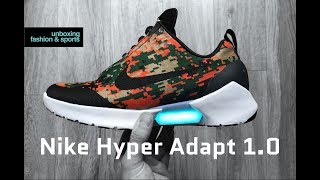 Nike HYPER ADAPT 10 SELF LACING ‘camoblackorange’  UNBOXING amp ON FEET  fashion shoes  2018 [upl. by Meerak]