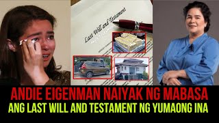 ANDIE EIGENMAN NAIYAK NG MABASA ANG LAST WILL AND TESTAMENT NG YUMAONG INA NA SI JACLYN JOSE [upl. by Ikcir]